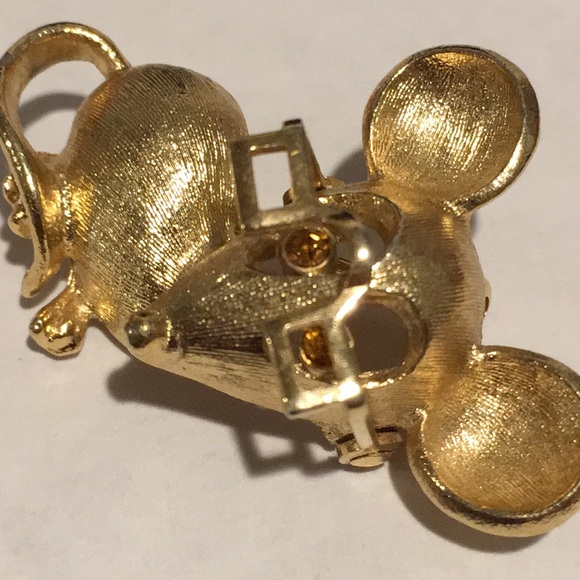 Vintage Avon Gold Tone Articulating Mouse with Eyeglasses Pin Brooch - Picture 5 of 7